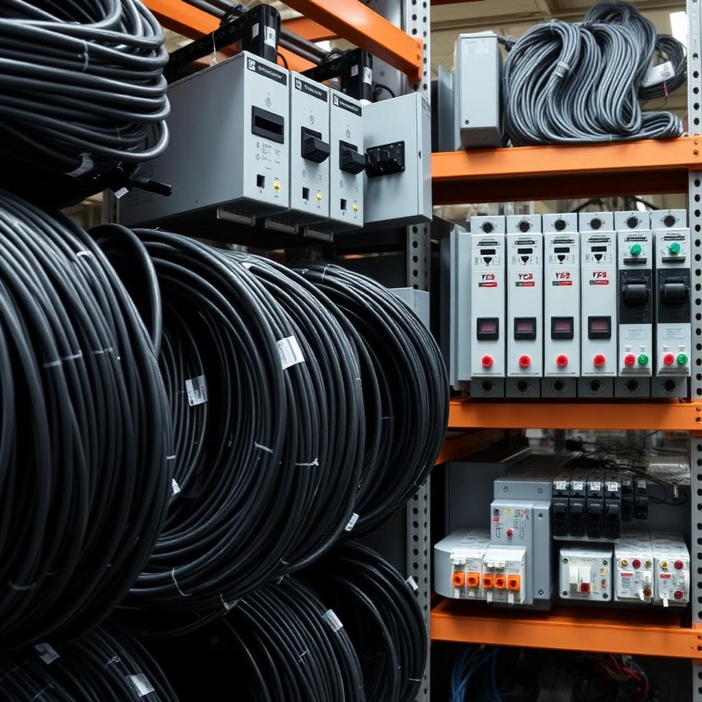Traction Hardware shelves stocked with electrical cable, boards and industrial supplies